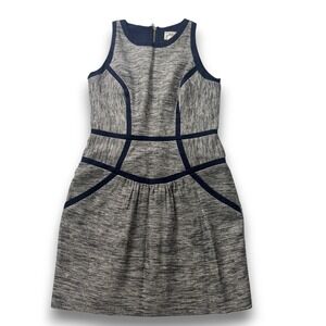 Milly of New York Navy Blue Tweed Sleeveless Sheath Dress with Pockets Size 6